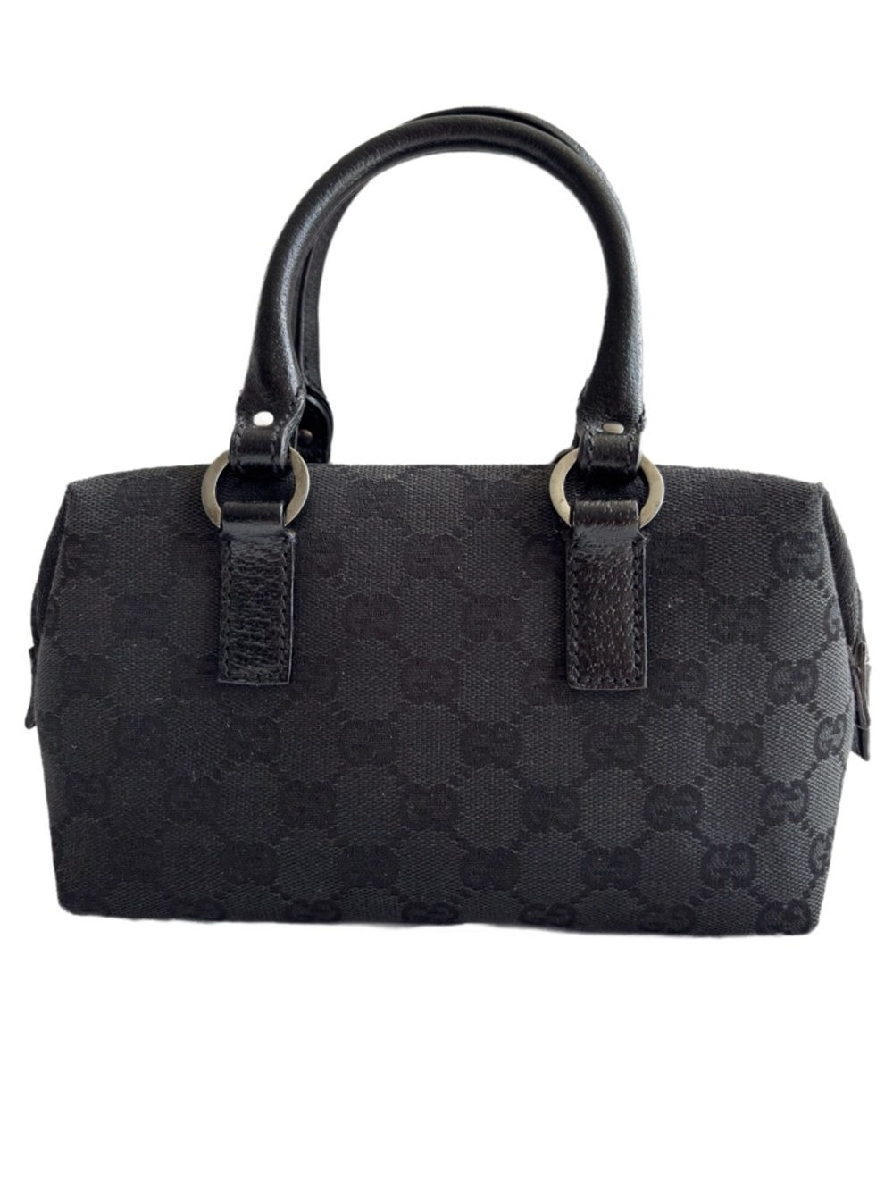 Vintage Gucci GG Canvas Black Boston Bag Mini Handbag Dual Leather Handles Y2K - Picture 12 of 13